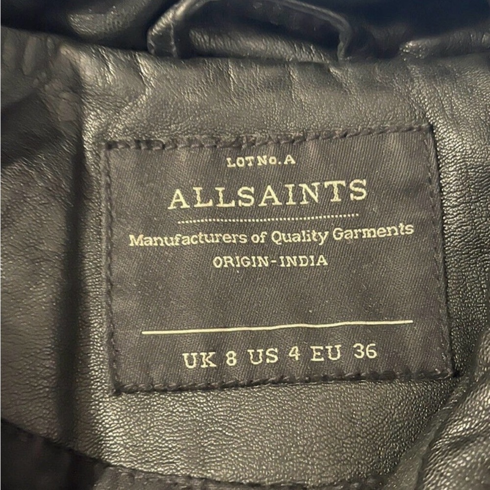 All Saints Belvedere Black Leather Jacket - Picture 2 of 6